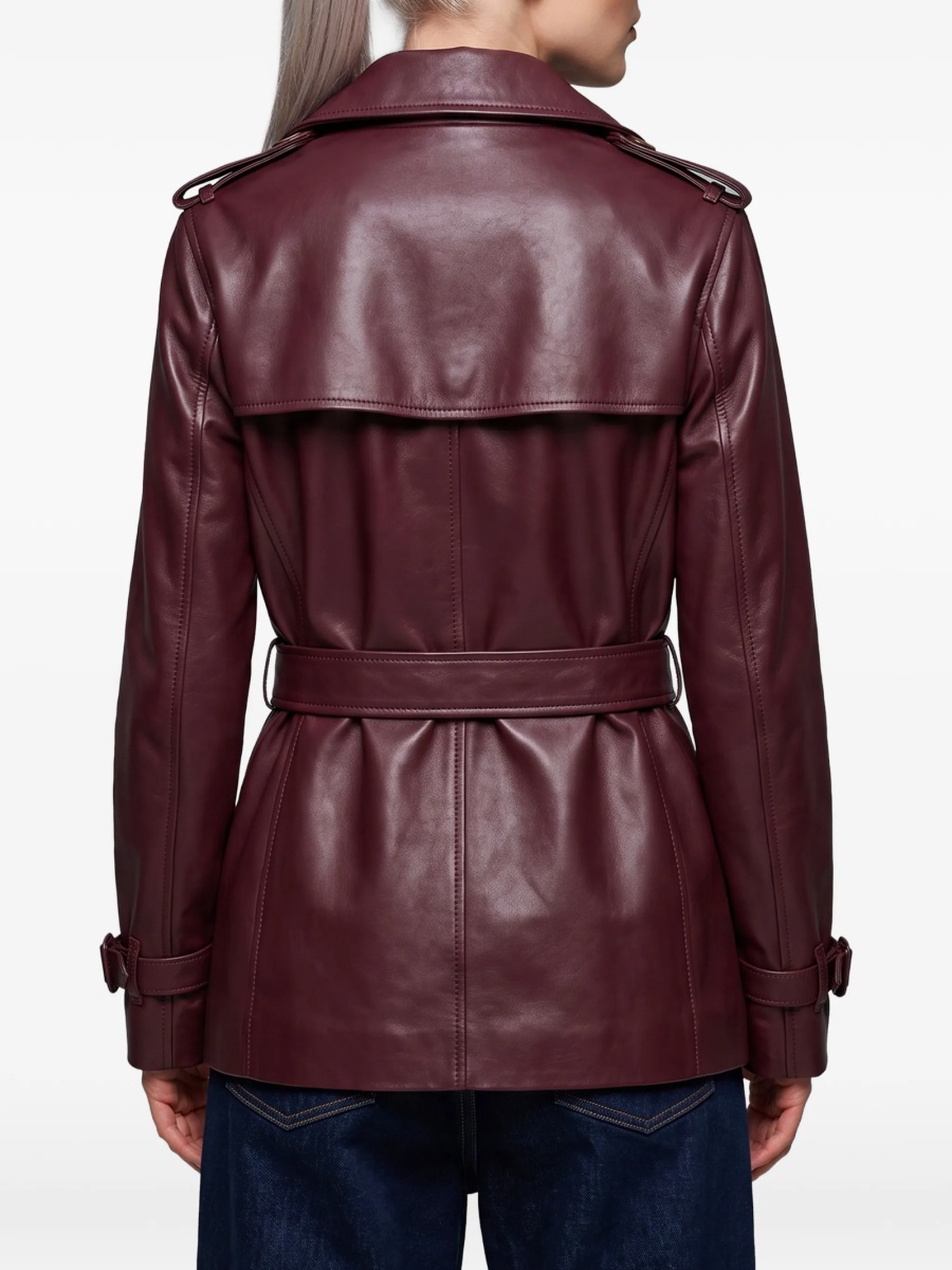 Geaca de piele Burberry rosie din piele - Img 3