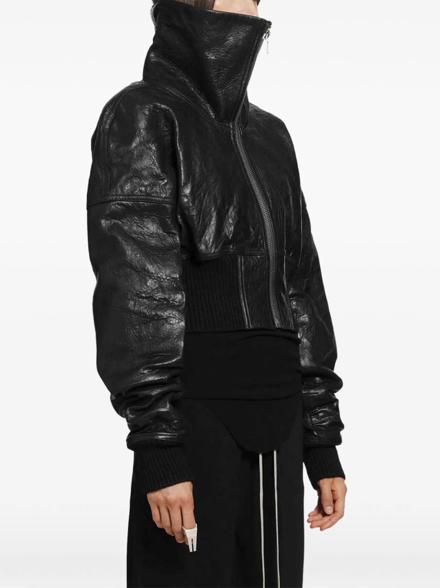 Geaca de piele Rick Owens neagra din piele - Img 3