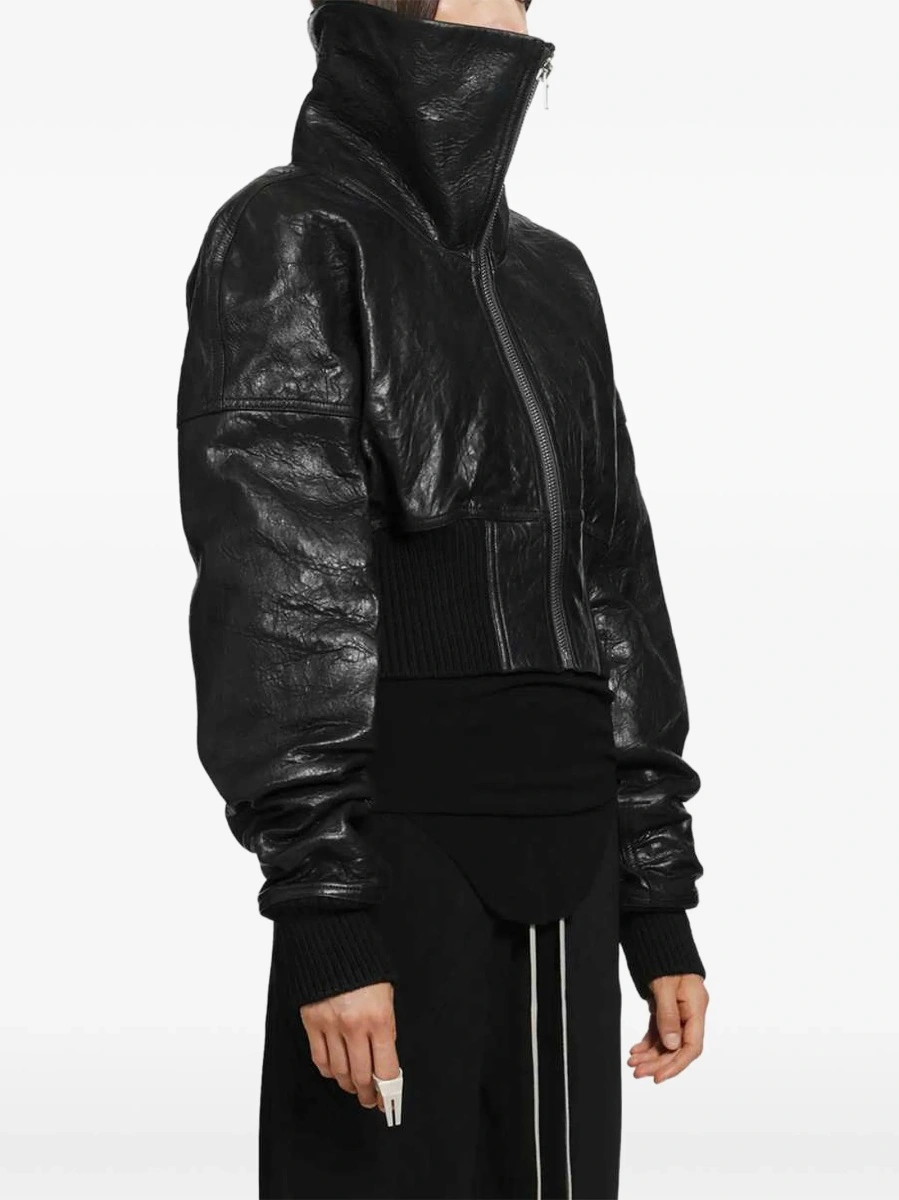 Geaca de piele Rick Owens neagra din piele - Img 3