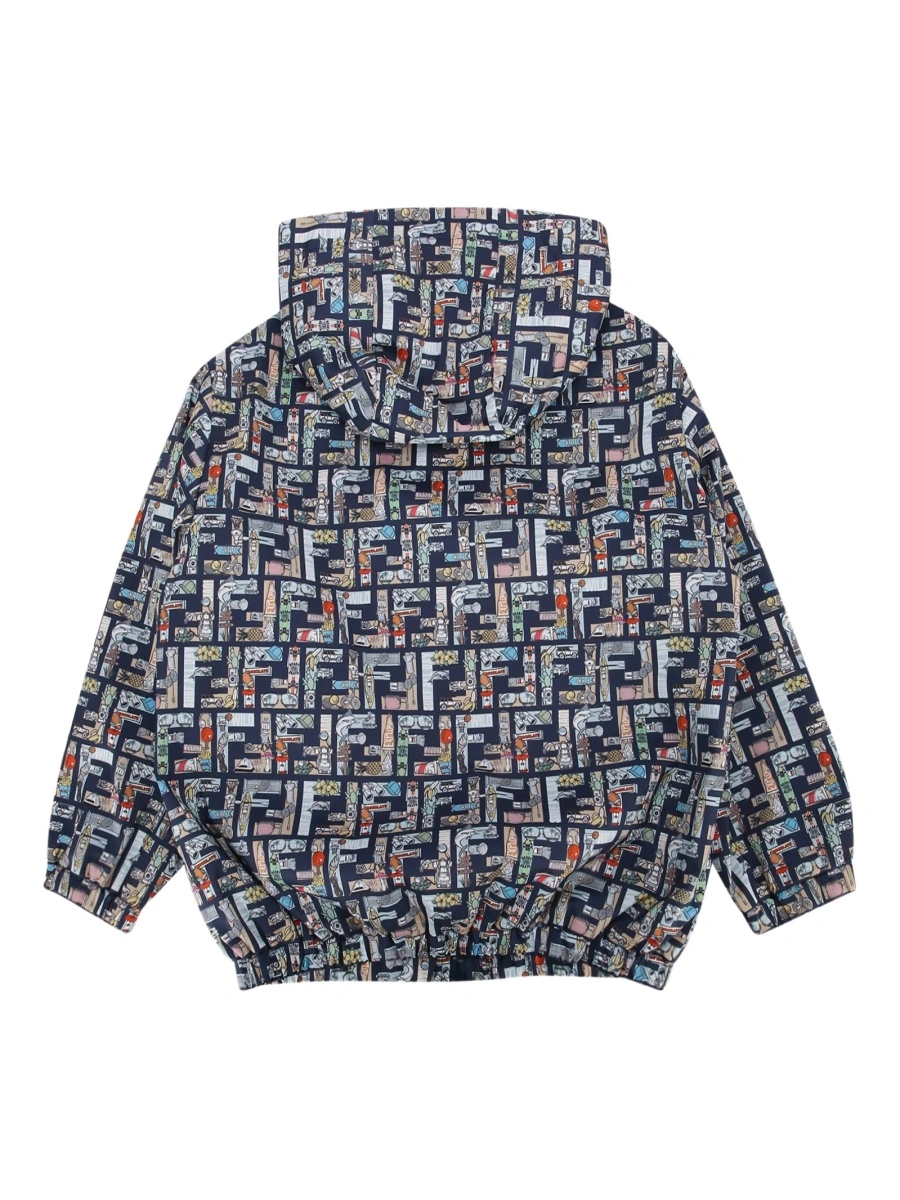 Geaca de ploaie Fendi albastra din polyester - Img 2