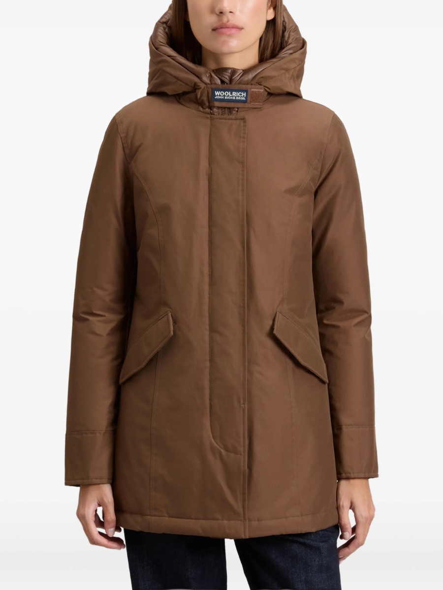 Geaca Parka Woolrich maro din bumbac si poliamida - Img 3