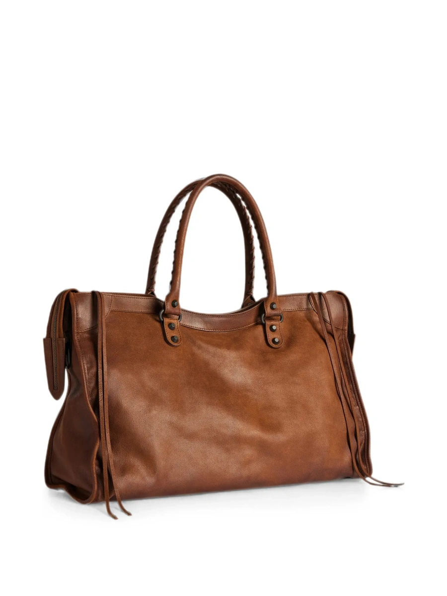 Geanta de mana Balenciaga maro din piele - Img 4