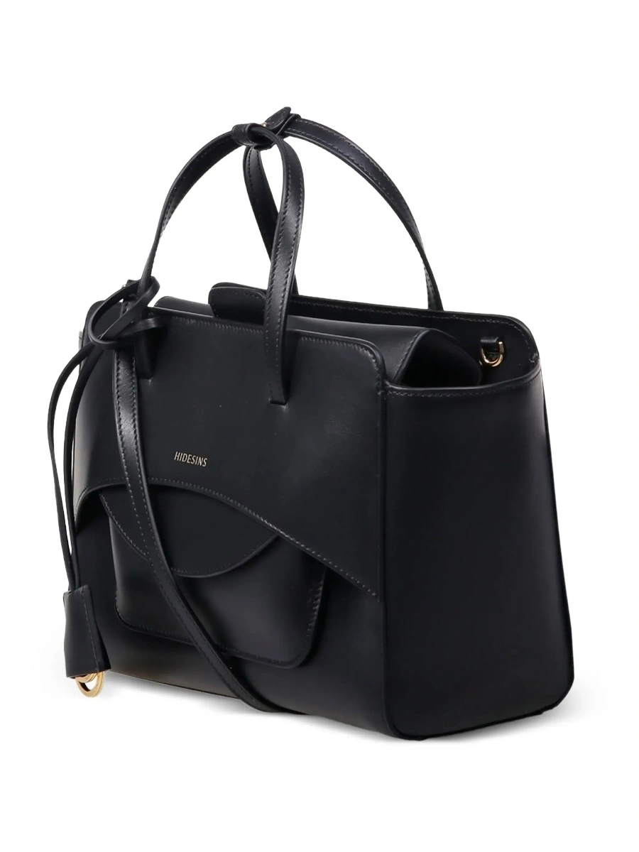 Geanta de mana Black Medium Handbag with Adjustable Shoulder Strap and Front Pocket in Leather for Women - Img 5