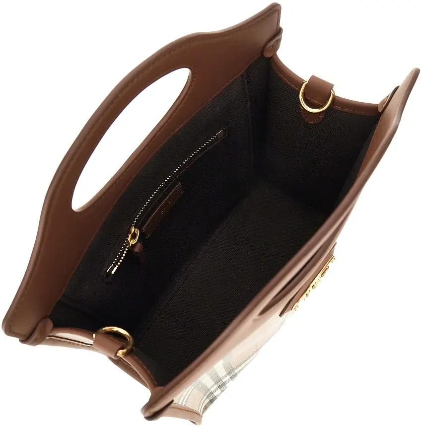 Geanta de mana Coated Check canvas mini 'Pocket' bag - Img 3