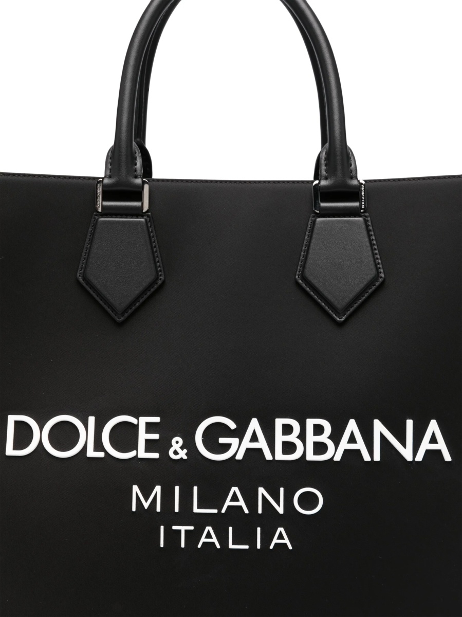 Geanta de mana Dolce &amp; Gabbana neagra din nylon si piele - Img 4