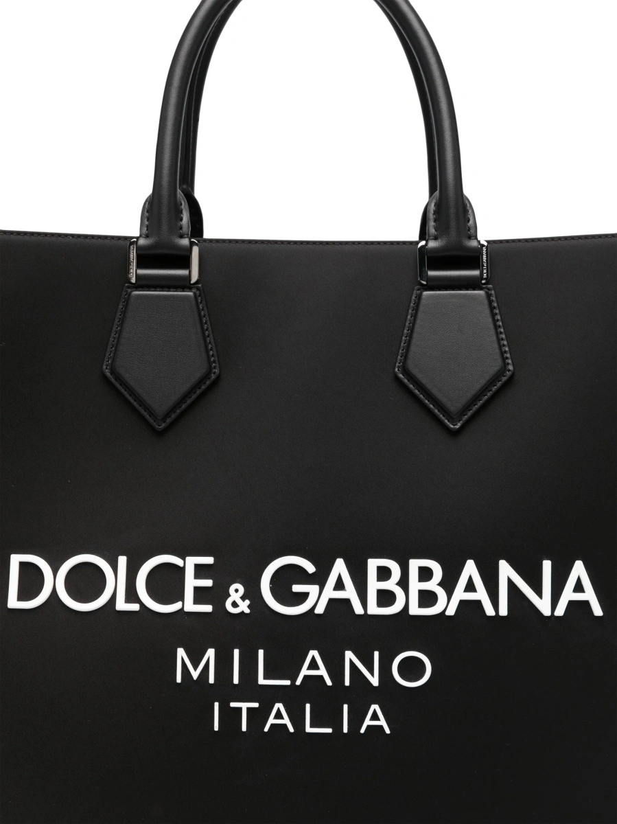 Geanta de mana Dolce &amp; Gabbana neagra din nylon si piele - Img 4