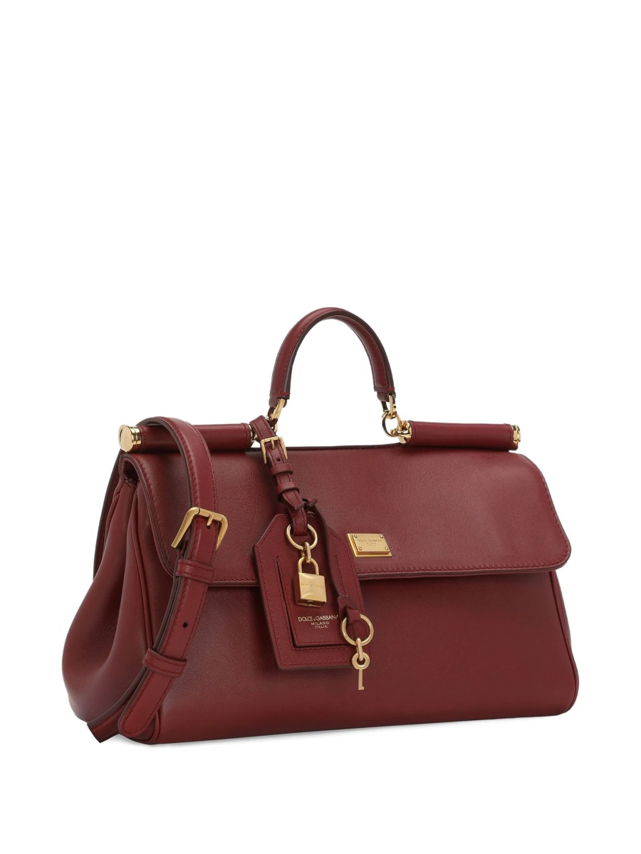 Geanta de mana Dolce &amp; Gabbana Sicily rosie din pvc si piele - Img 3