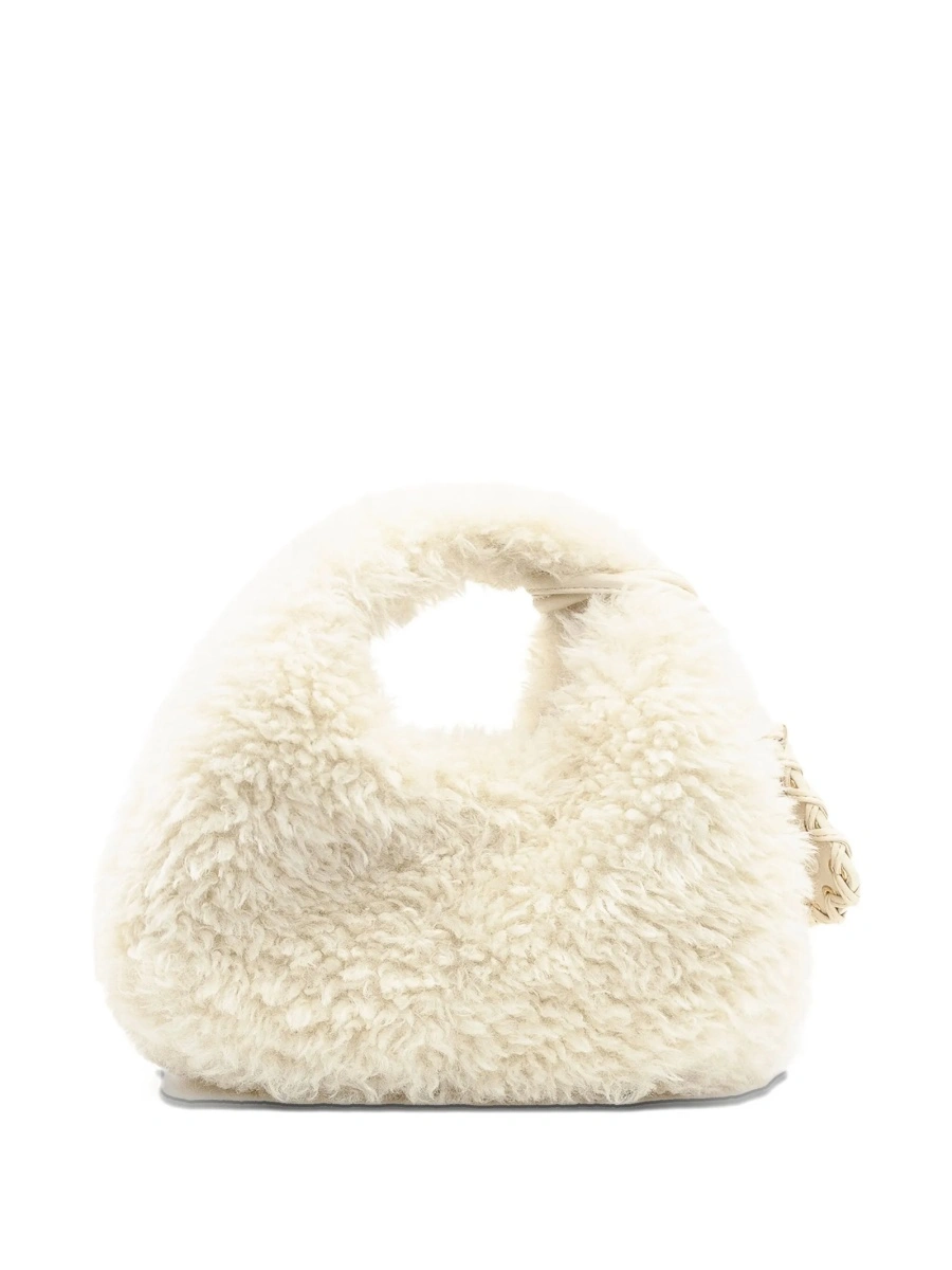 Geanta de mana Ganni neutra din blana eco - Img 3