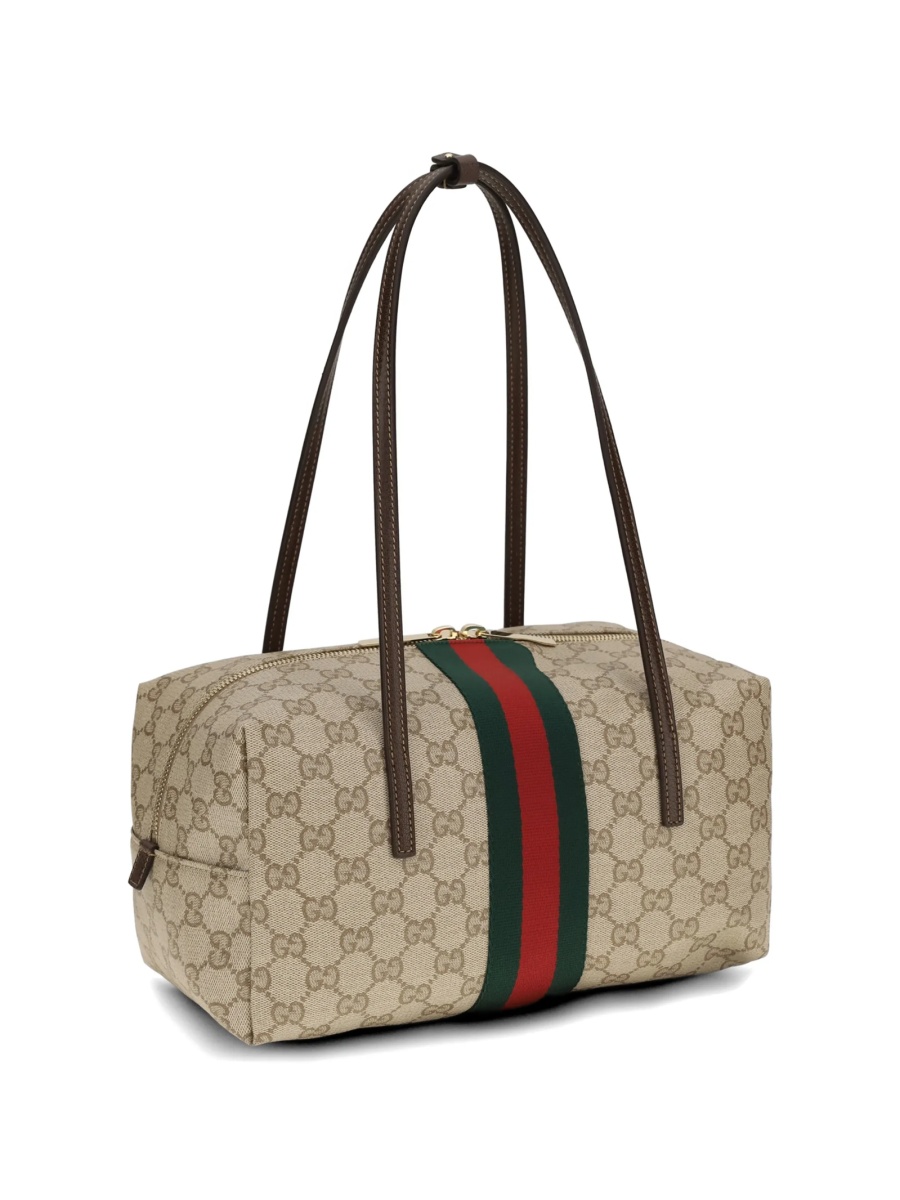 Geanta de mana Gucci maro din material textil - Img 2