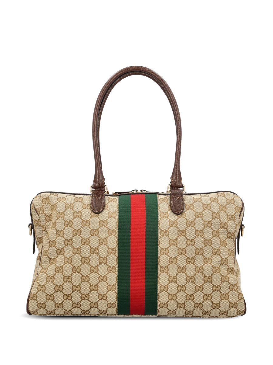 Geanta de mana Gucci neutra din material textil si piele - Img 2
