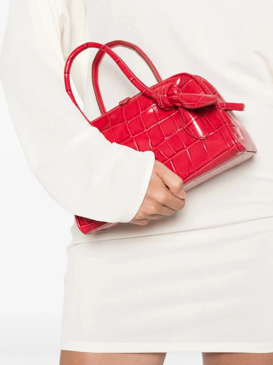 Geanta de mana 'Le Petit Turismo' Red Handbag with Adjustable and Removable Shoulder Strap in Leather for Women - Img 4