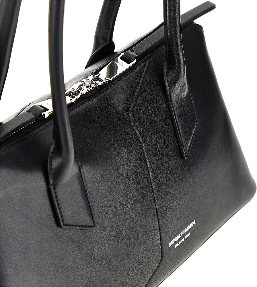Geanta de mana Leather shoulder bag with lettering logo - Img 4