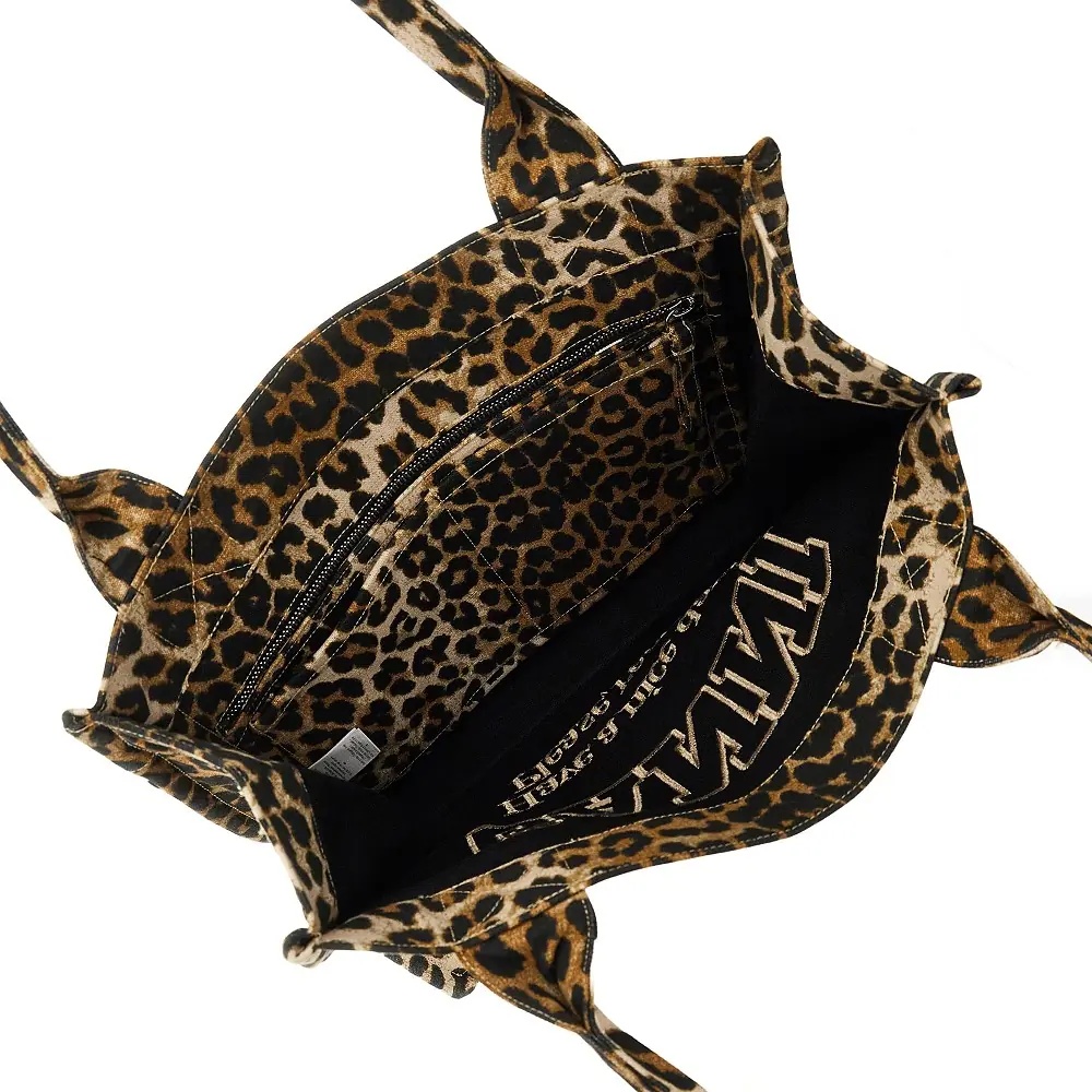 Geanta de mana Leopard canvas large tote bag - Img 3