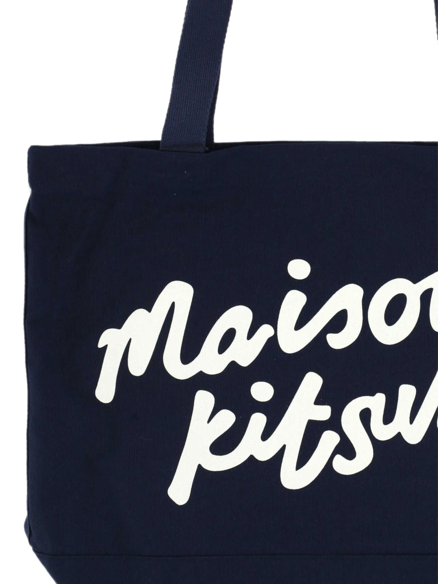 Geanta de mana MAISON KITSUNÉ albastra din bumbac - Img 3