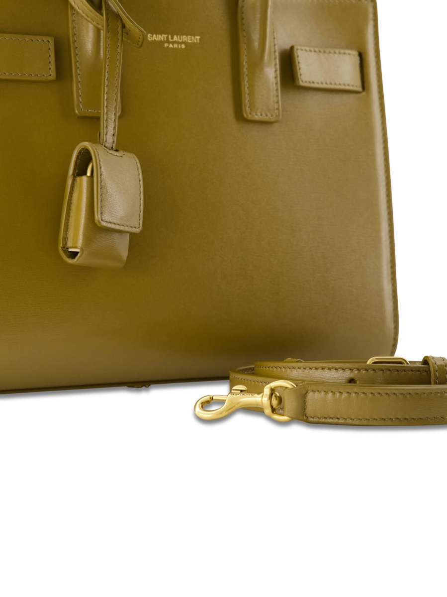 Geanta de mana Saint Laurent Sac De Jour verde din piele si alama - Img 3