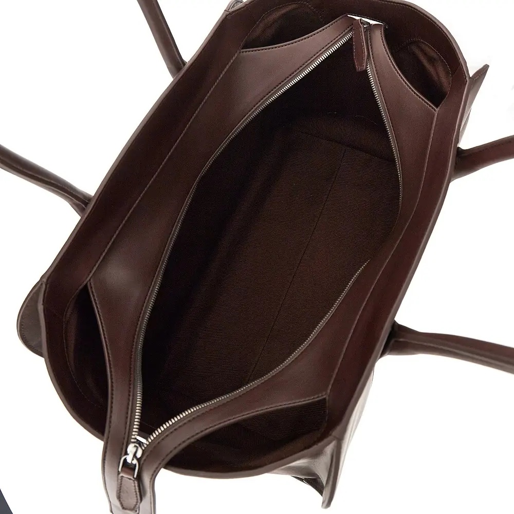 Geanta de mana Smooth leather tote bag with logo plate - Img 3