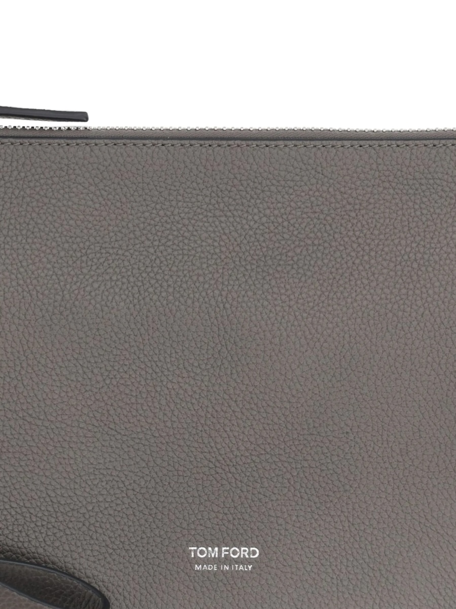 Geanta de mana Tom Ford gri din piele - Img 2