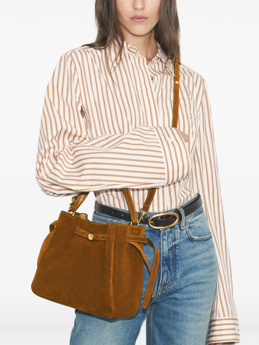 Geanta de mana Tory Burch maro din piele intoarsa - Img 2