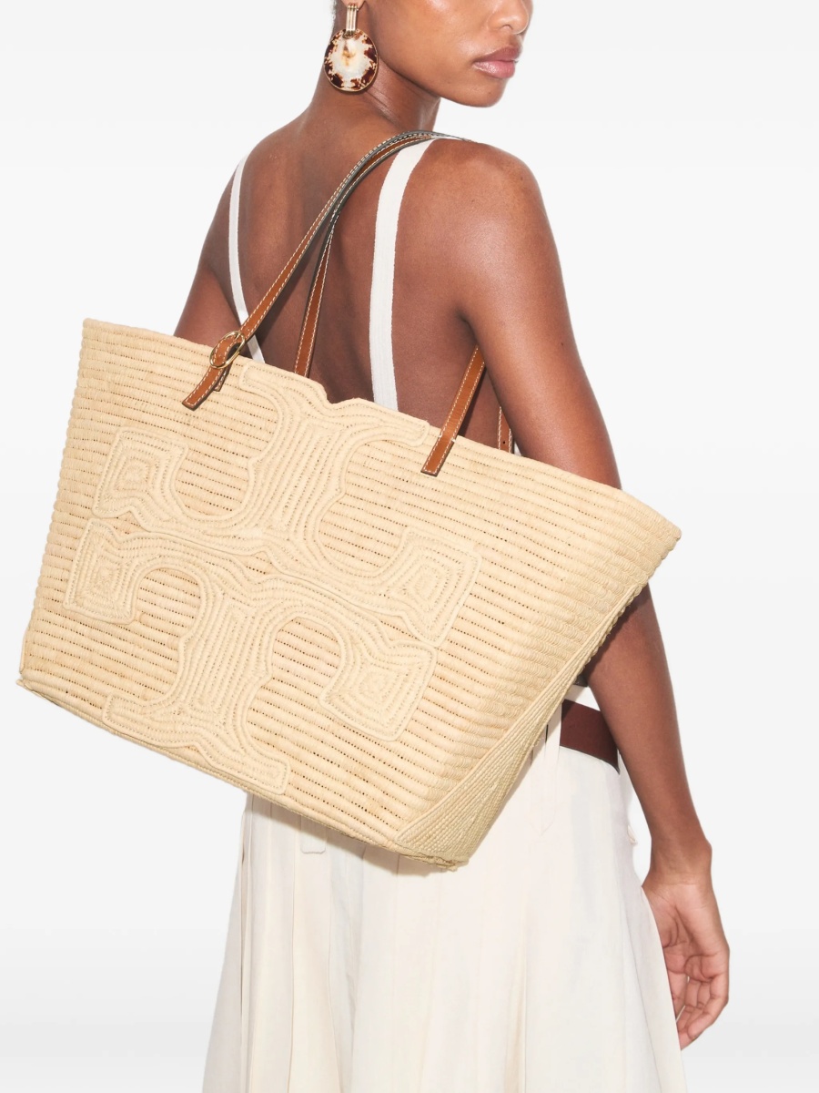 Geanta de mana Tory Burch neutra din paie si piele - Img 2