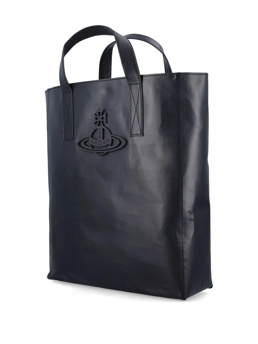 Geanta de mana Vivienne Westwood albastra din piele - Img 3