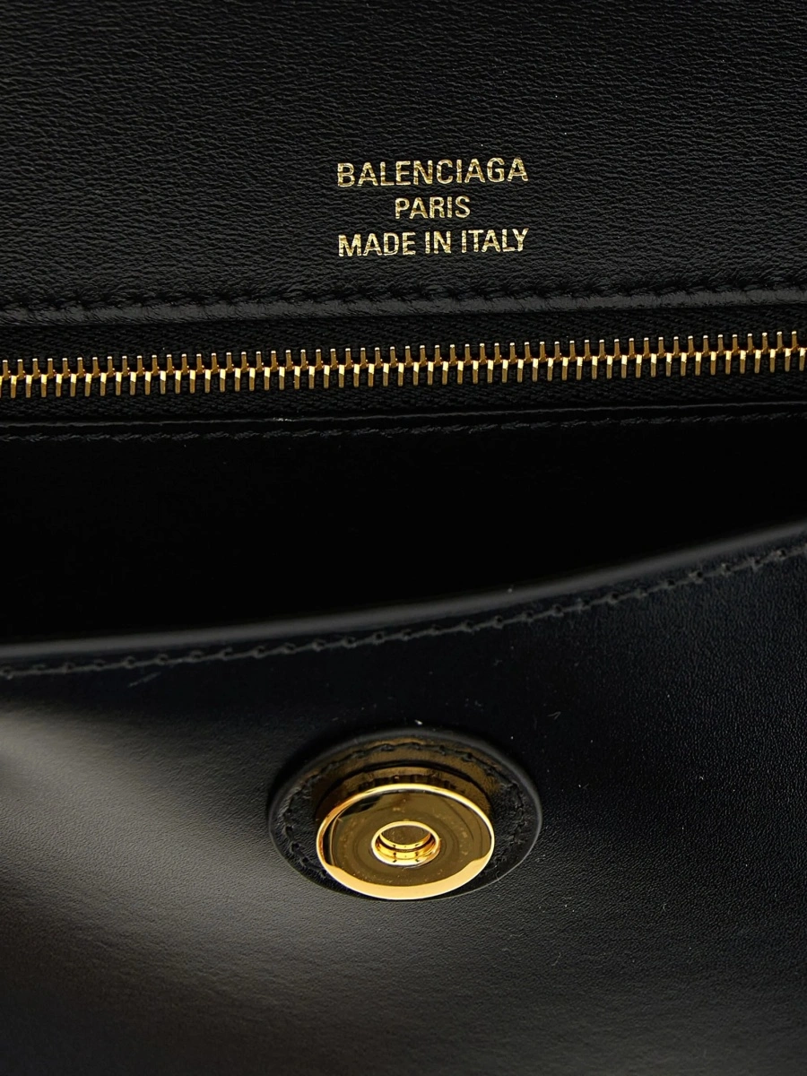 Geanta de umar Balenciaga Hourglass neagra din piele - Img 4