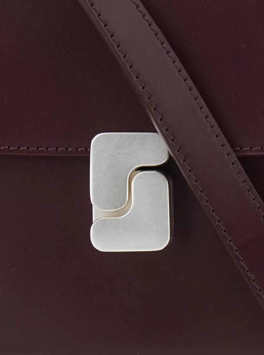 Geanta de umar 'Bellissima' Bordeaux Mini Crossbody bag with Adjustable and Removable Strap in Leather for Women - Img 3