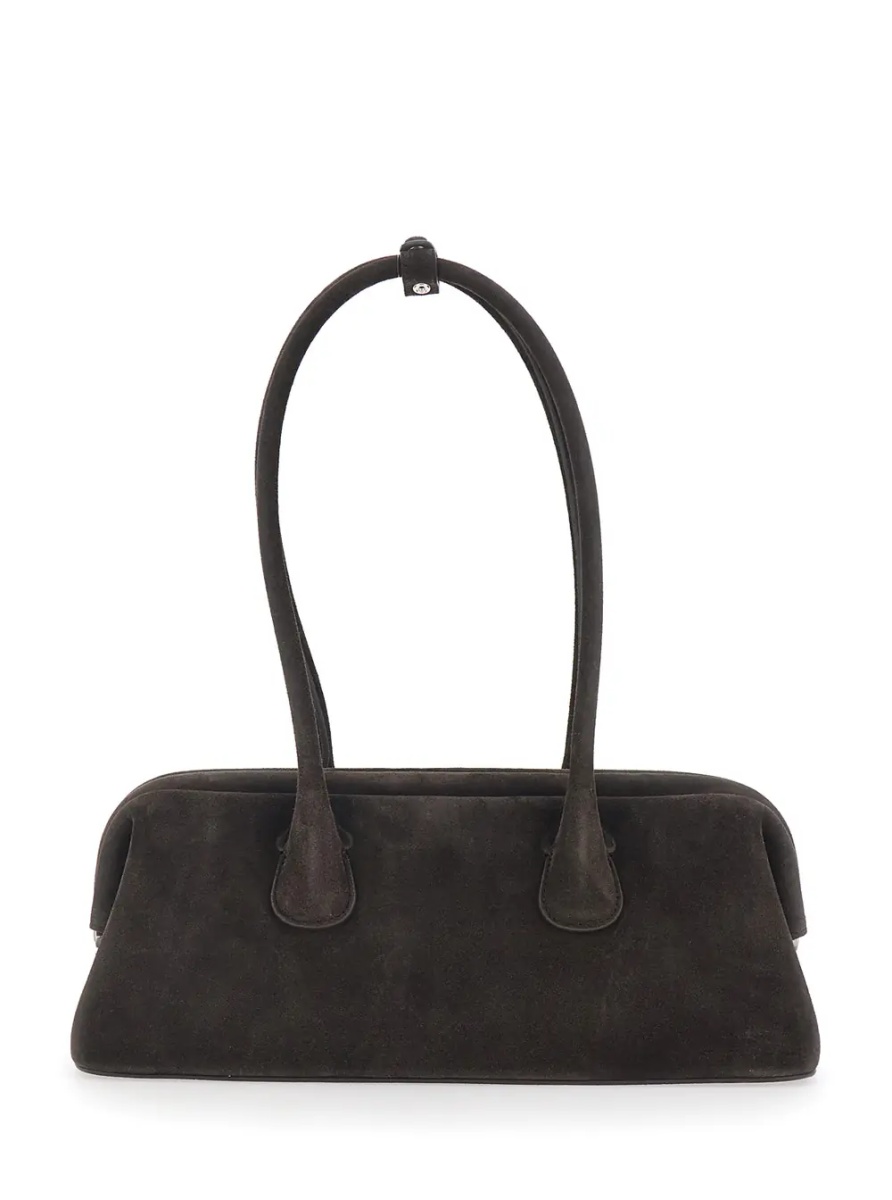 Geanta de umar 'Boat Wide' Brown Shoulder Bag with Round Handles in Suede Women - Img 2