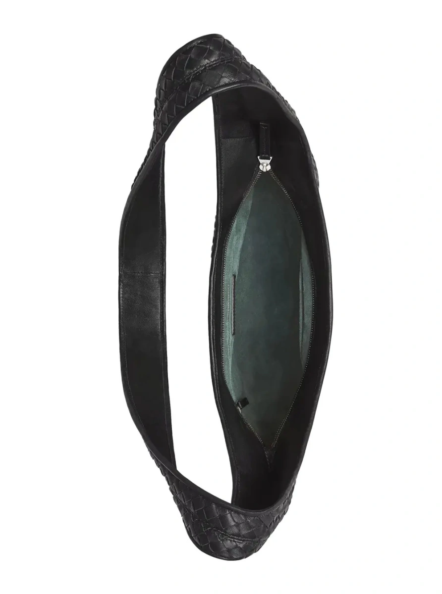 Geanta de umar Bottega Veneta neagra din piele - Img 3