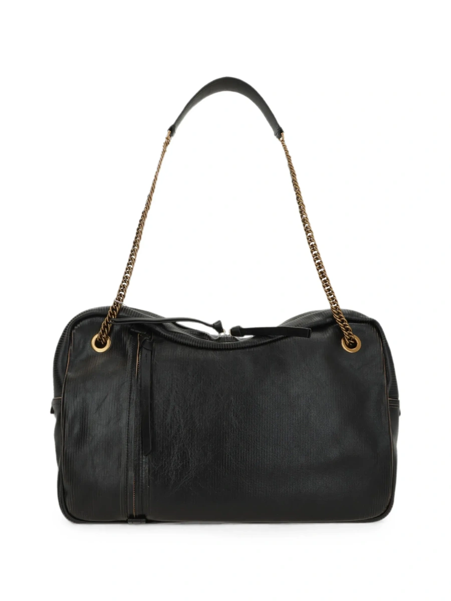 Geanta de umar 'Dolce Large' black Crossbody bag with metallic logo on the front in textured leather for women - Img 4