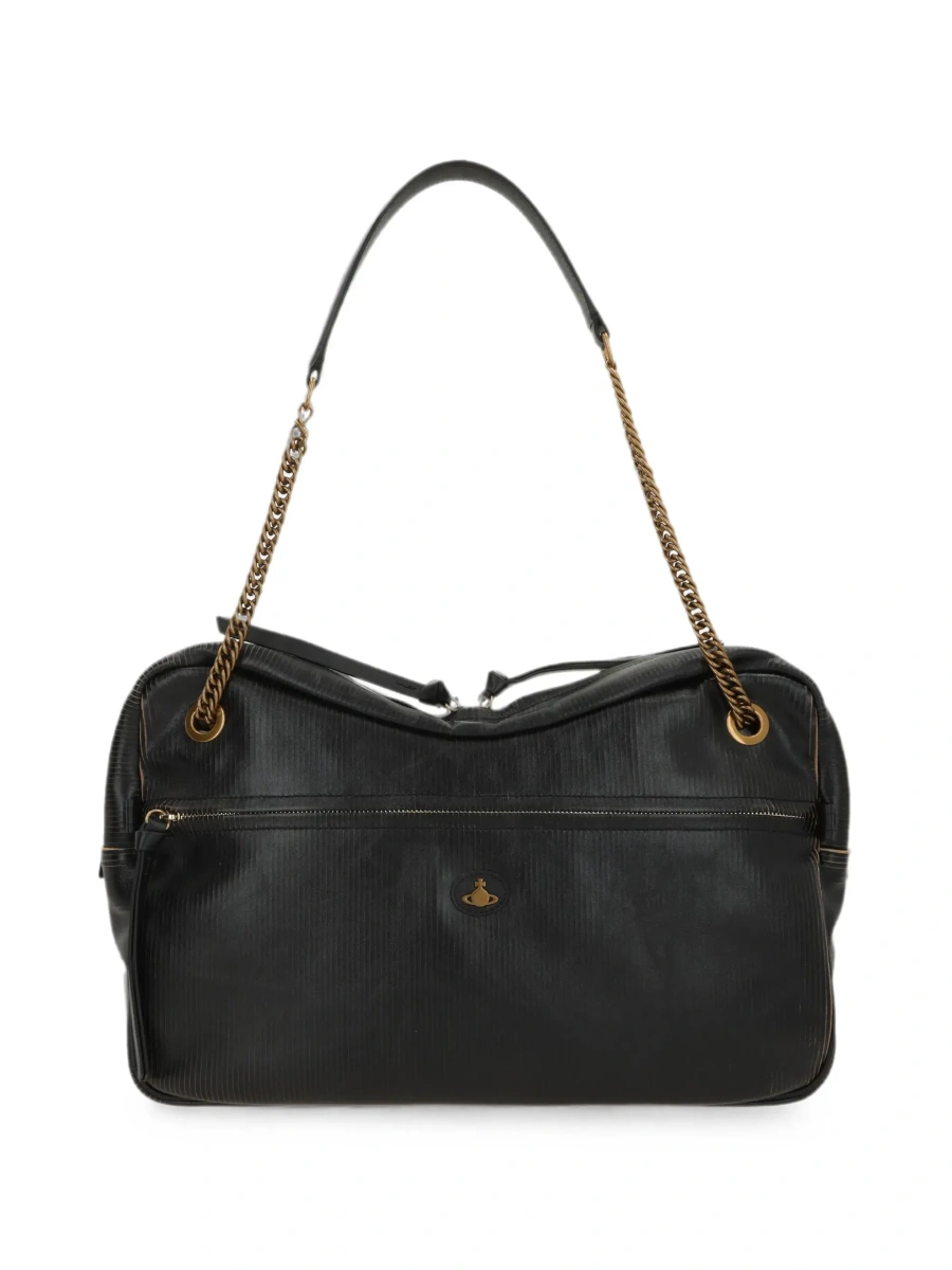 Geanta de umar 'Dolce Large' black Crossbody bag with metallic logo on the front in textured leather for women - Img 7