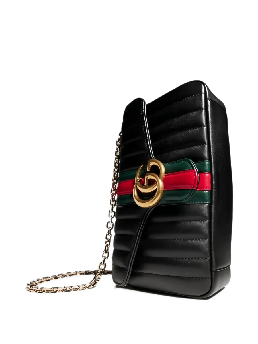 Geanta de umar Gucci gg marmont neagra din piele - Img 3