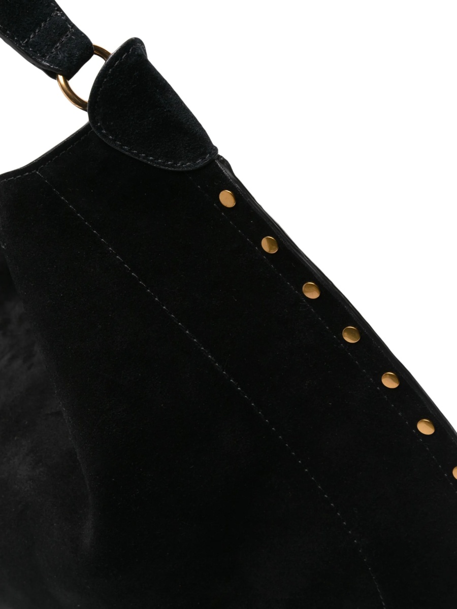 Geanta de umar Isabel Marant neagra din piele si piele intoarsa - Img 4