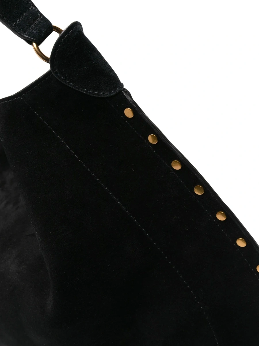 Geanta de umar Isabel Marant neagra din piele si piele intoarsa - Img 4