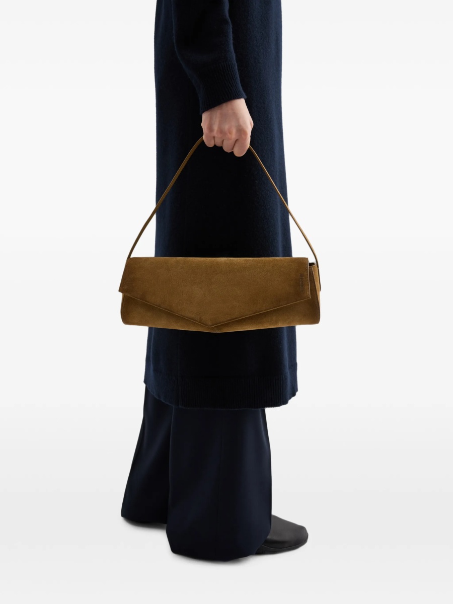 Geanta de umar Jil Sander maro din piele si piele intoarsa - Img 2