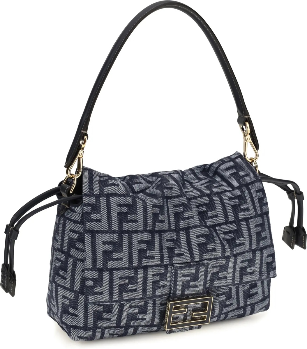 Geanta de umar Mamma Baguette Shoulder Bag in FF jacquard denim - Img 2