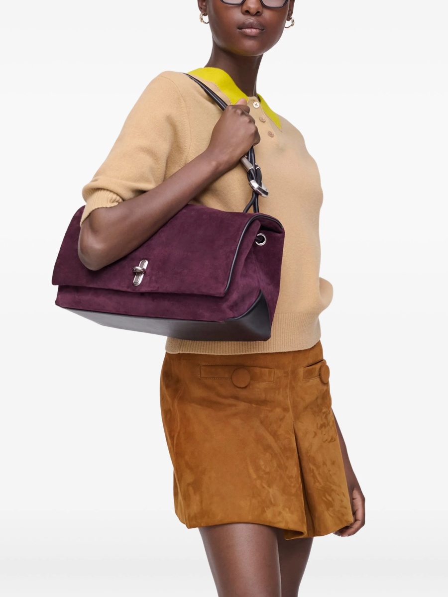 Geanta de umar Marc Jacobs violet din piele intoarsa - Img 2