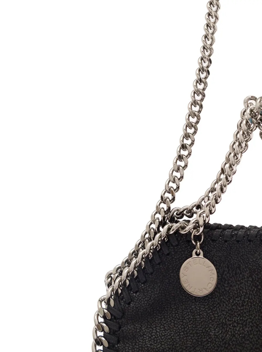 Geanta de umar Mini Tote Bag '3Chain' with Logo Engraved Charm in Black Ecoleather for Women - Img 3
