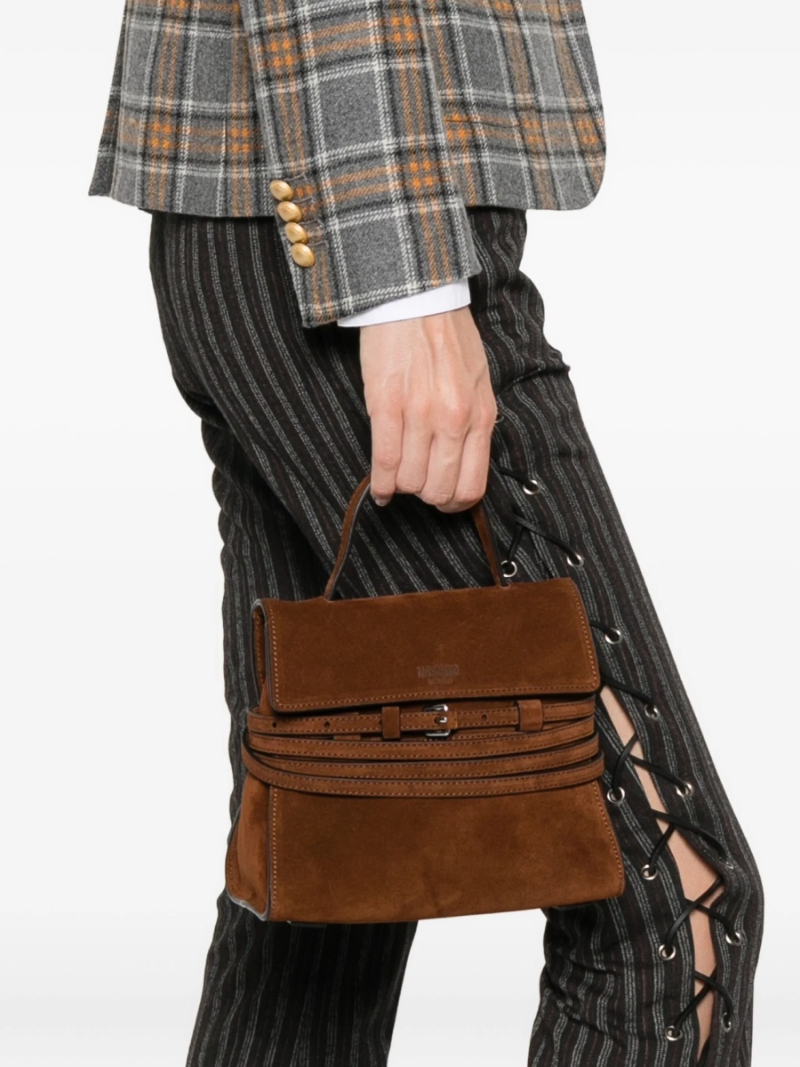 Geanta de umar Moschino maro din piele intoarsa - Img 2