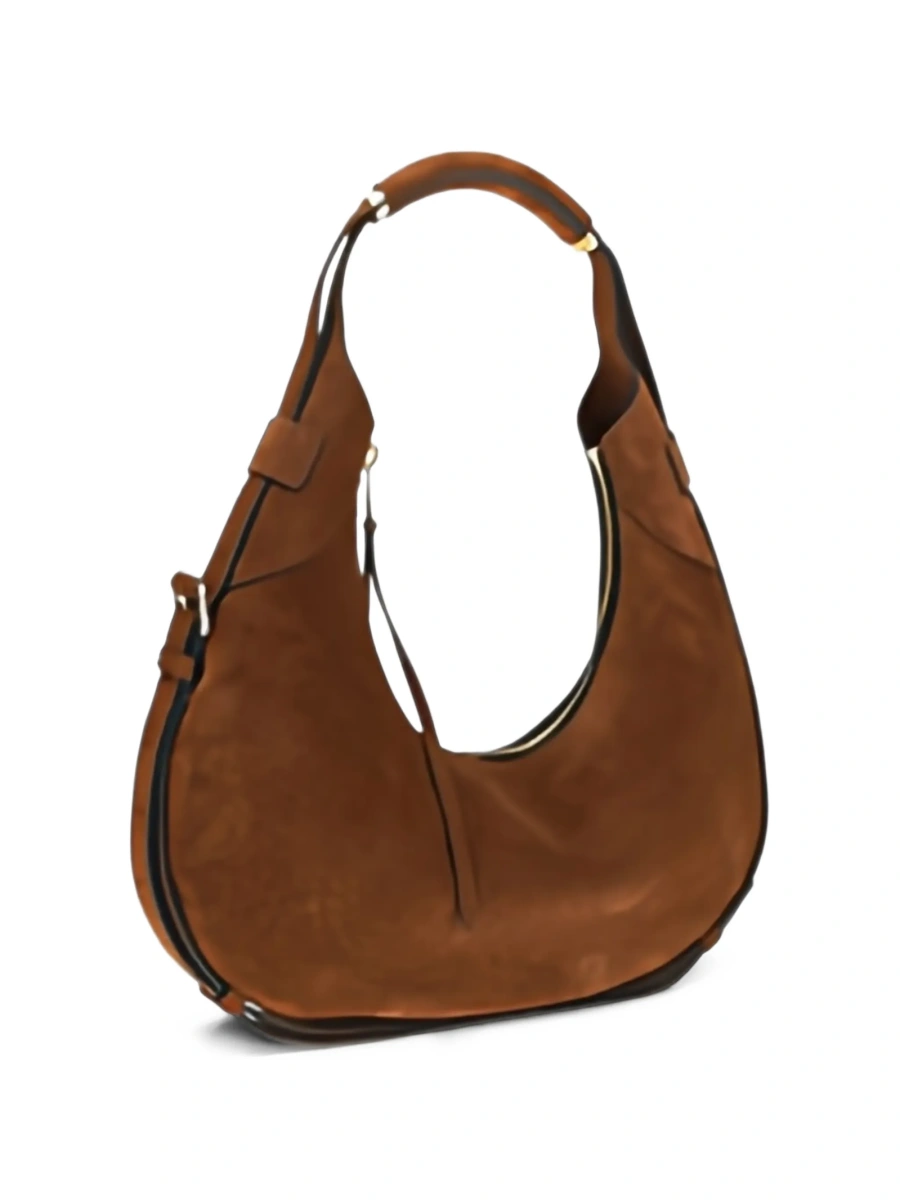 Geanta de umar Moschino maro din piele intoarsa - Img 4