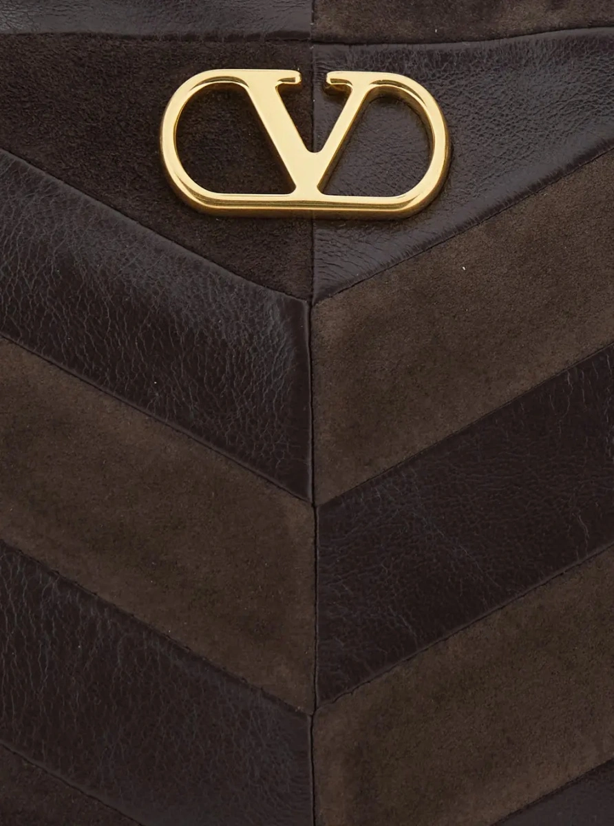 Geanta de umar 'Panthea Medium' brown Shoulder bag with VLogo plaque on the front in leather for women - Img 3