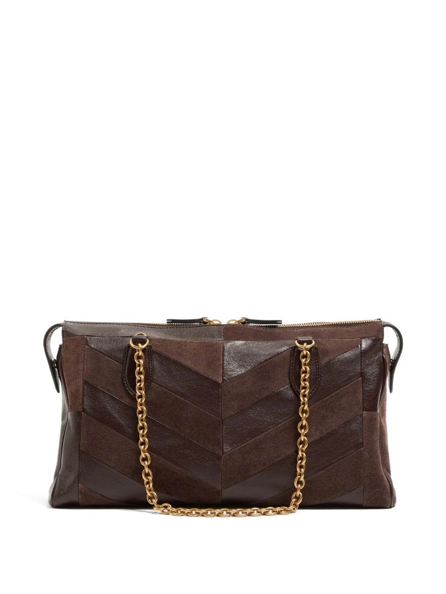 Geanta de umar 'Panthea Medium' brown Shoulder bag with VLogo plaque on the front in leather for women - Img 6