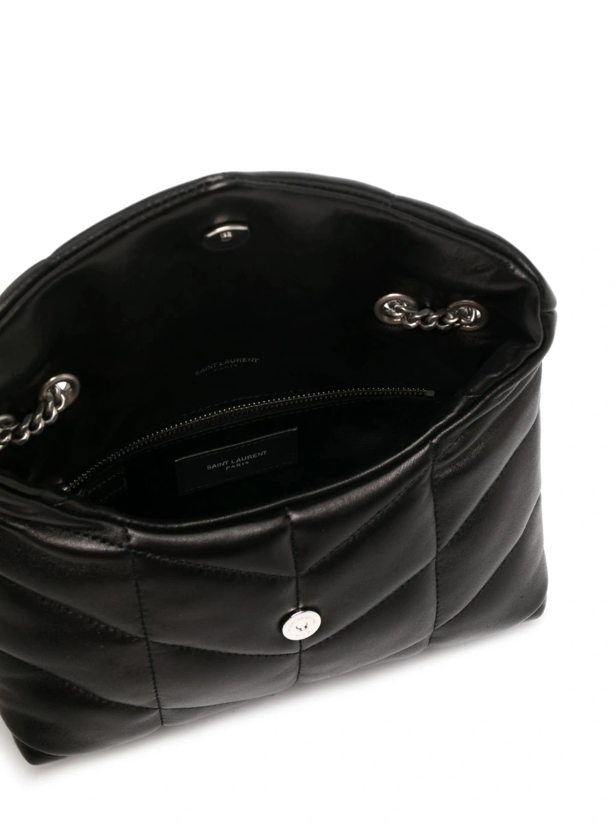 Geanta de umar Saint Laurent Puffer neagra din piele - Img 5