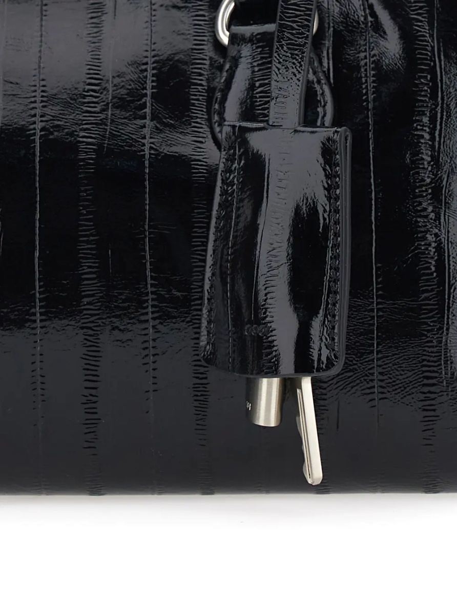 Geanta de umar 'Shell Brot' Black Mini Shoulder bag with Adjustable and Removable Strap and Pendant on the Front in Leather for Women - Img 3
