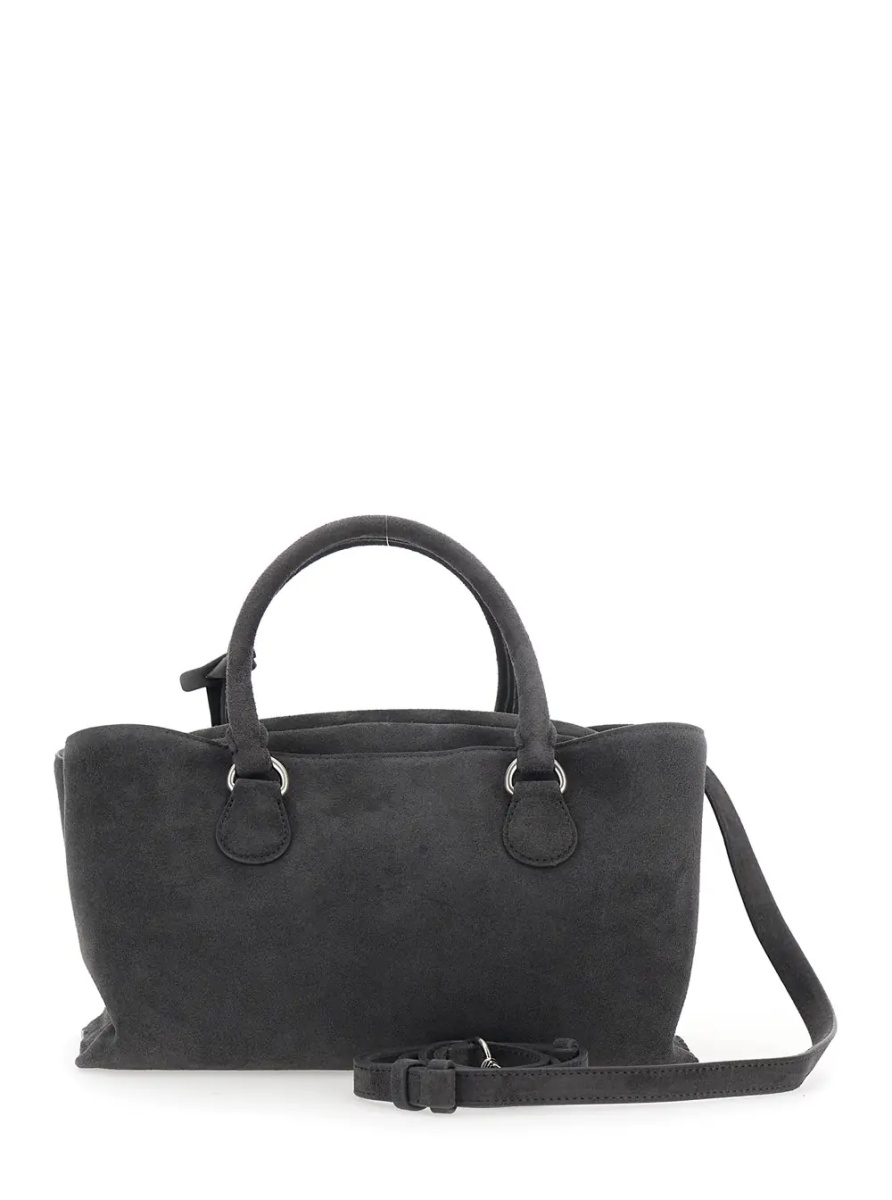 Geanta de umar 'Shell Brot' Brown Mini Shoulder bag with Adjustable and Removable Strap and Pendant on the Front in Suede for Women - Img 2