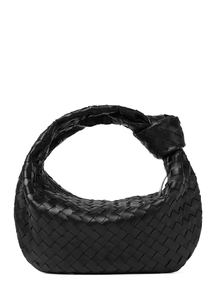 Geanta de umar Shoulder Bag 'Jodie' Small with Knot Detail and Intreccio Motif Black Woman - Img 2