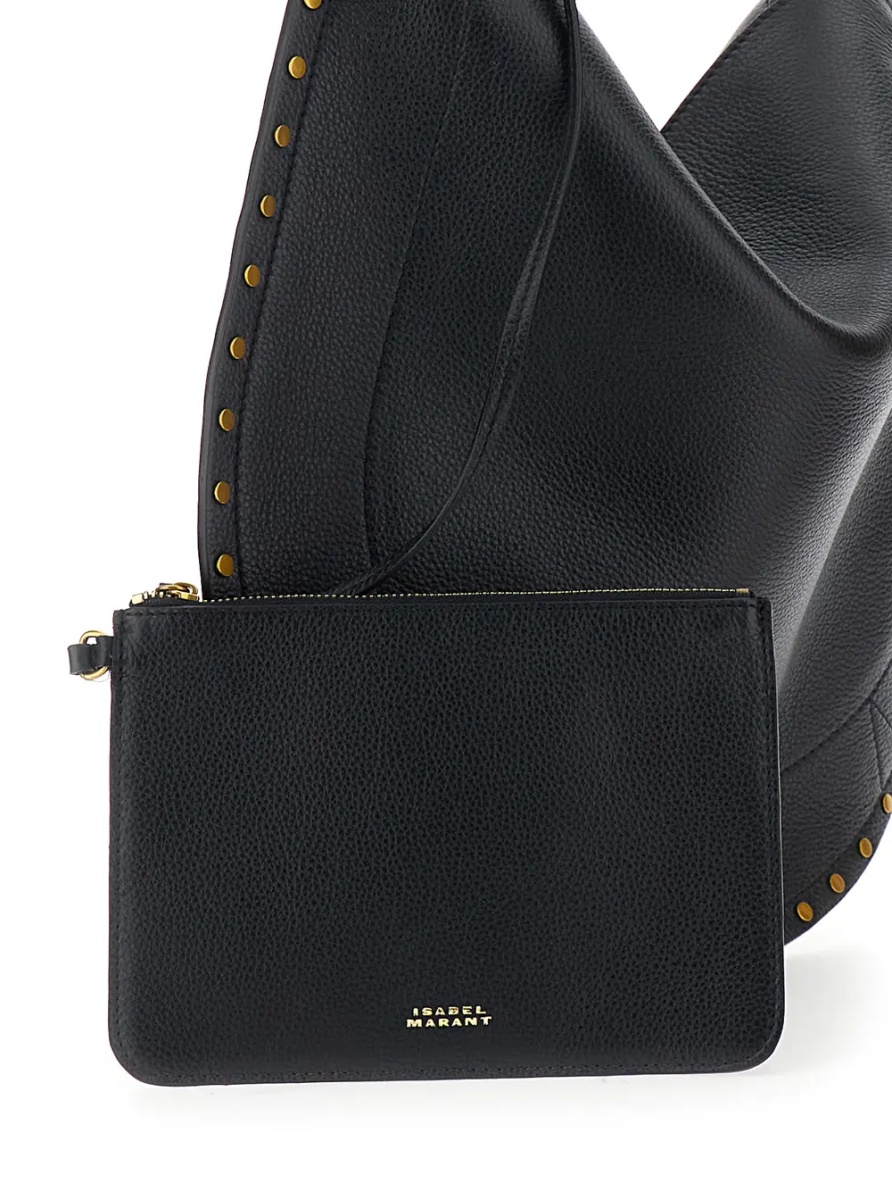 Geanta de umar Shoulder Bag 'Oskan Hobo' with Studded Profile in Black Leather for Women - Img 3