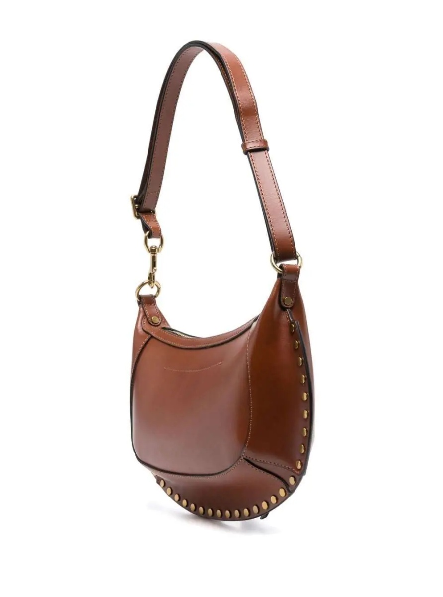 Geanta de umar Shoulder Bag 'Oskan Moon' with Studs in Brown Leather for Women - Img 2