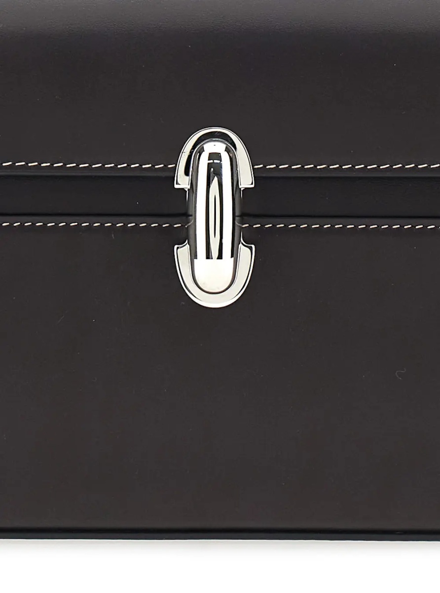 Geanta de umar Shoulder Bag 'Simmetry' with Top Strap and Turn Lock Closure in Brown Leather for Women - Img 3