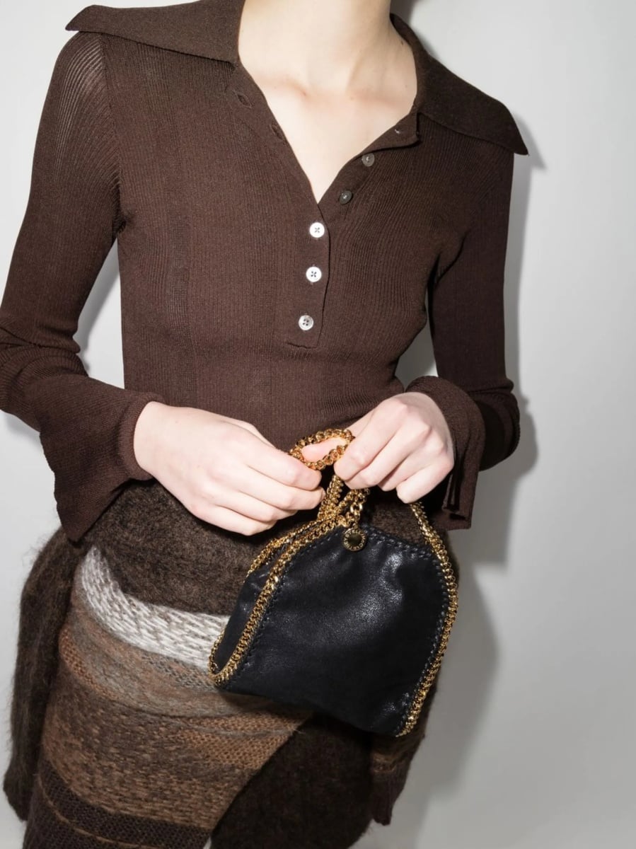 Geanta de umar Stella McCartney falabella neagra din material textil - Img 2