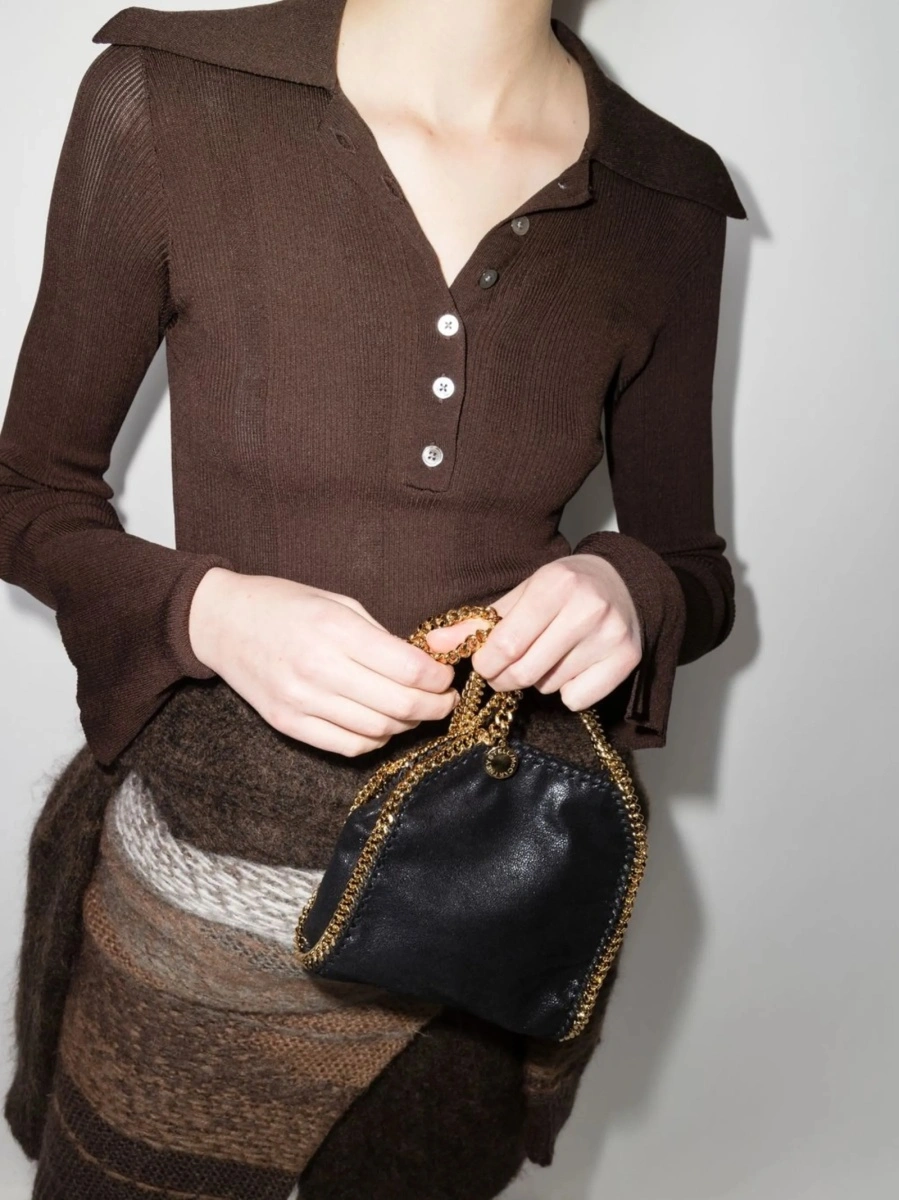 Geanta de umar Stella McCartney falabella neagra din material textil - Img 2